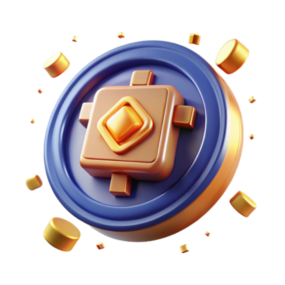 Abstract 3D Render of Geometric Shapes and Golden Cubes png