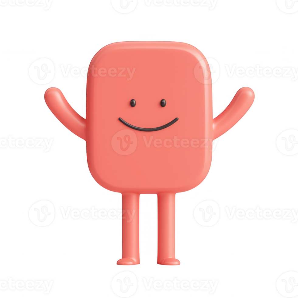 A cheerful cartoon character with a smiling face and outstretched arms. png