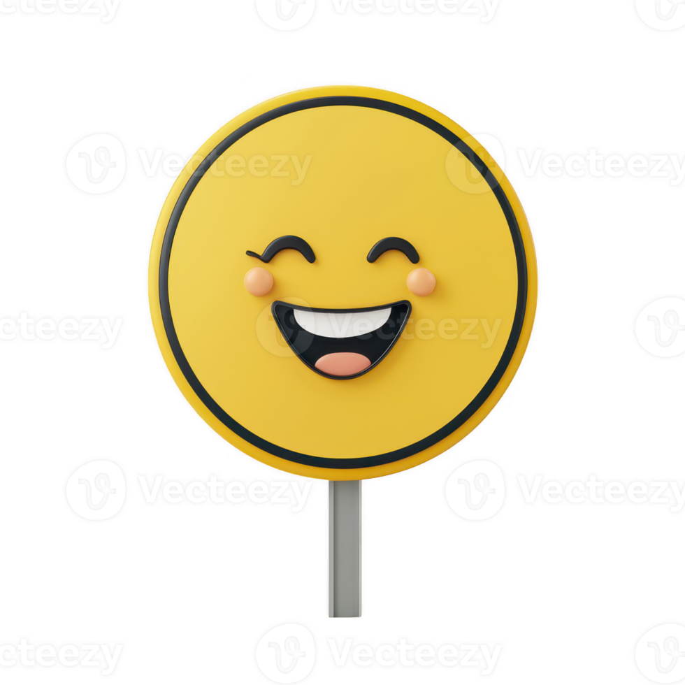 A cheerful smiley face on a stick, symbolizing happiness and joy. png