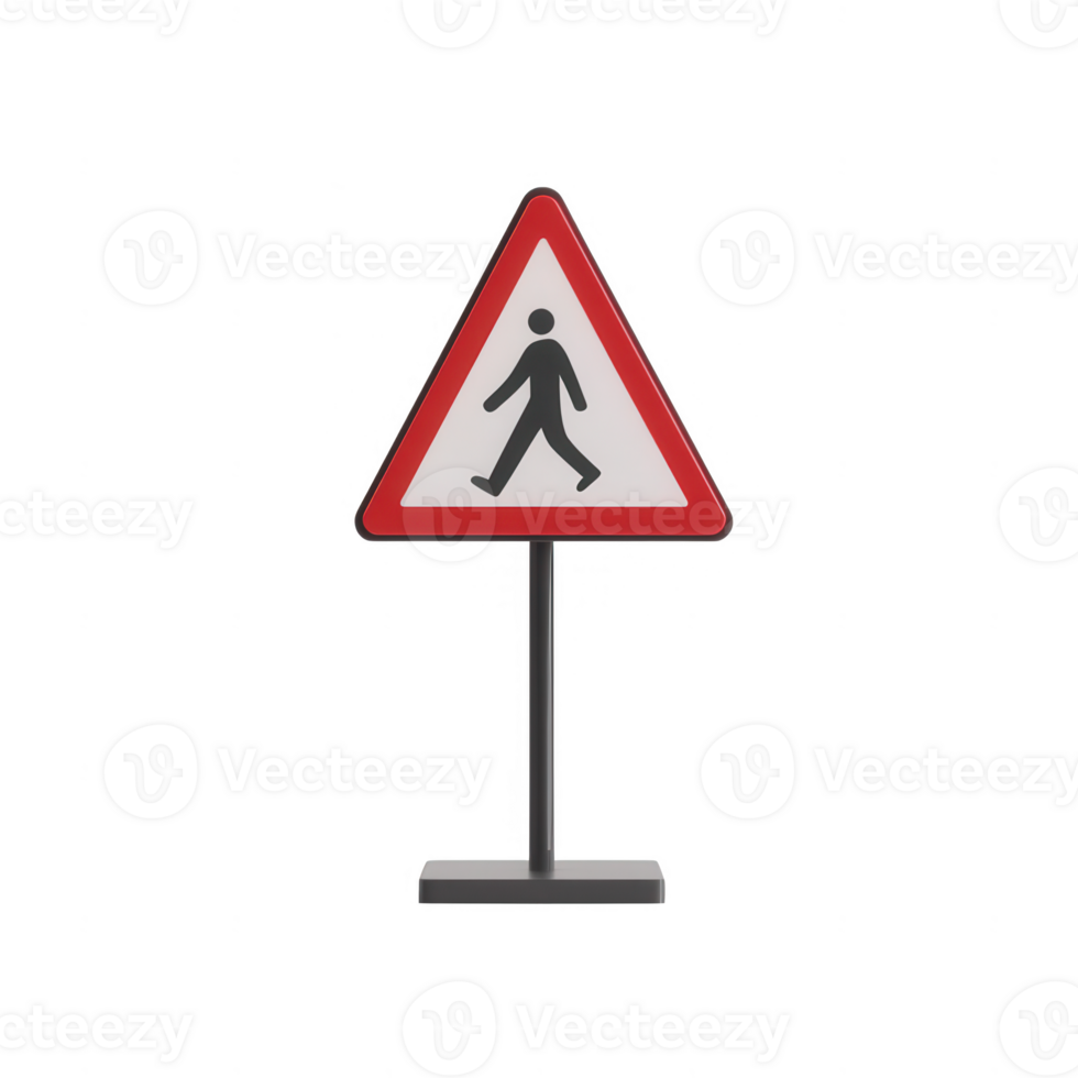 A caution sign indicating pedestrian crossing, highlighting road safety measures. png