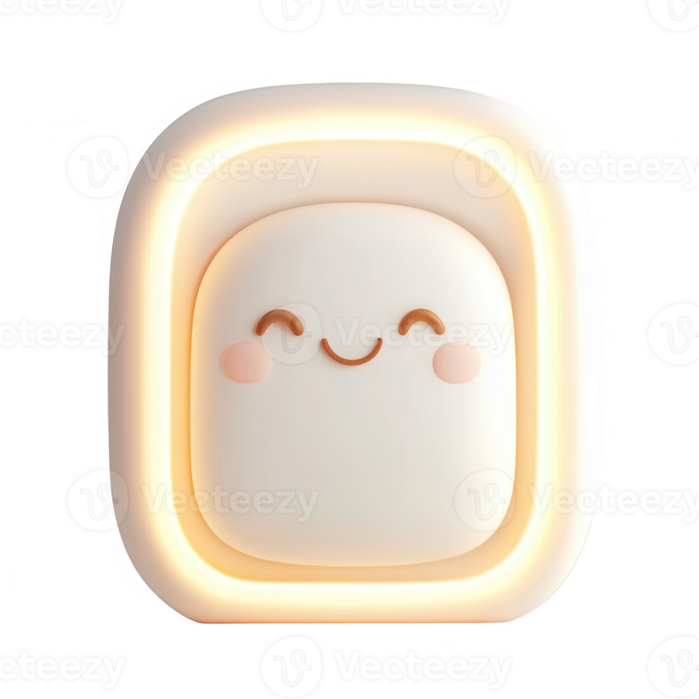 A cheerful, minimalist character design featuring a smiling face in soft colors. png