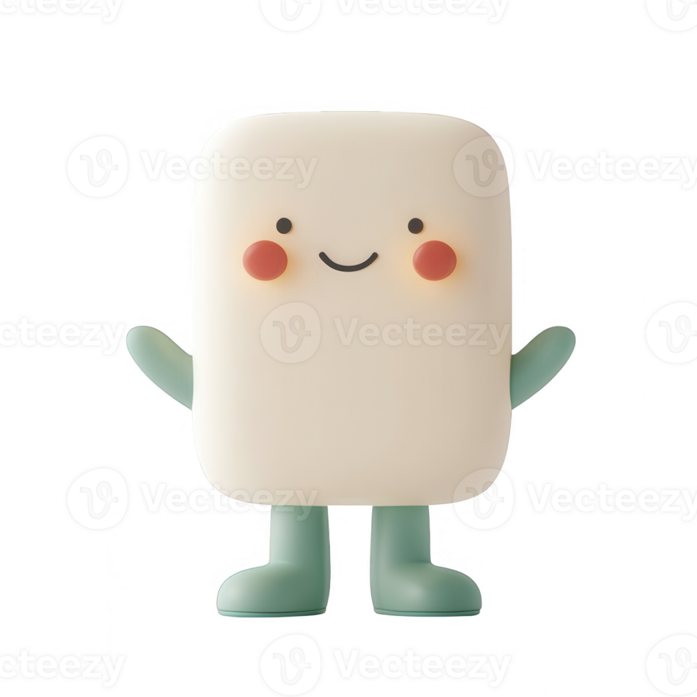 A cheerful anthropomorphic marshmallow character with a friendly expression. png