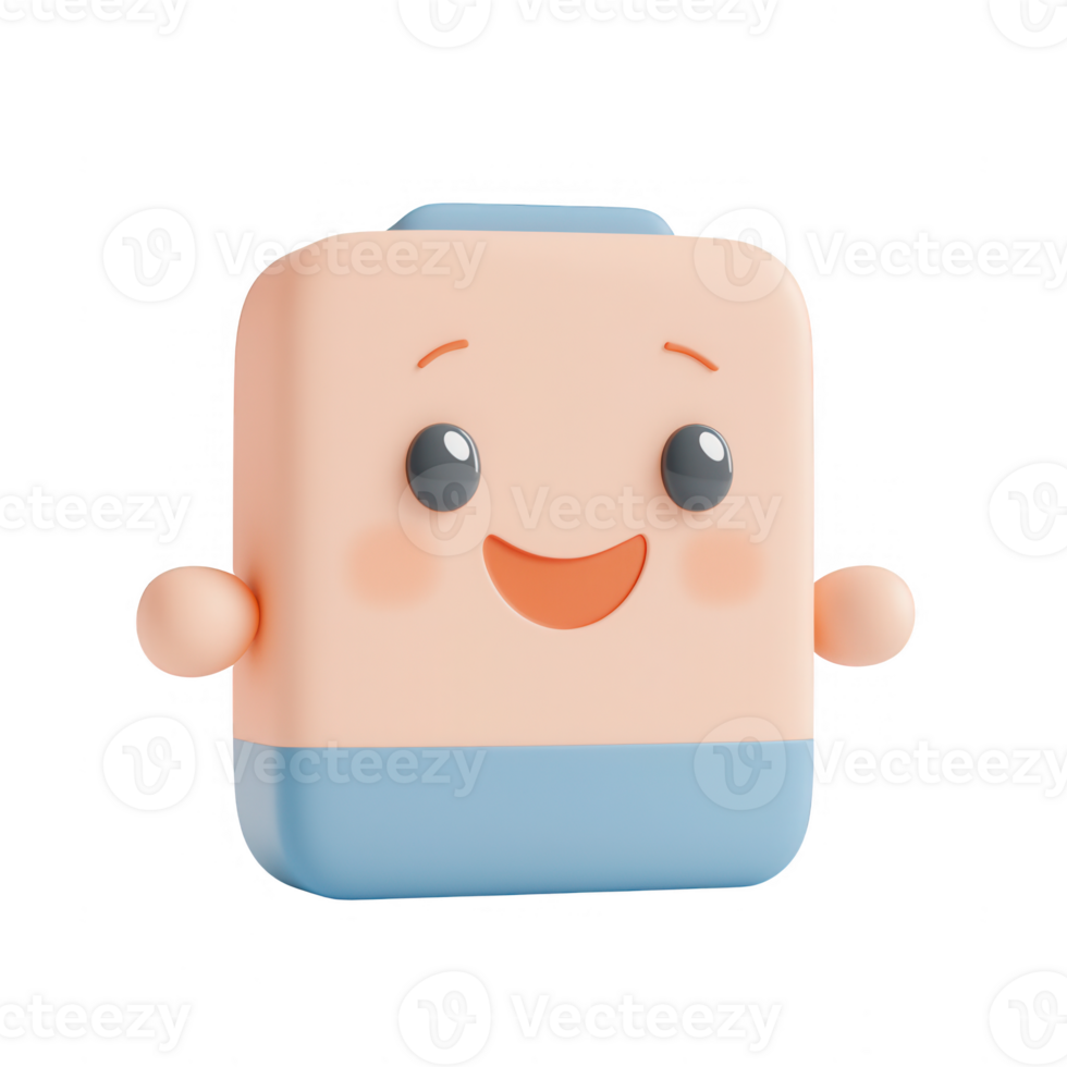 A cheerful animated character with a friendly smile and soft color palette. png