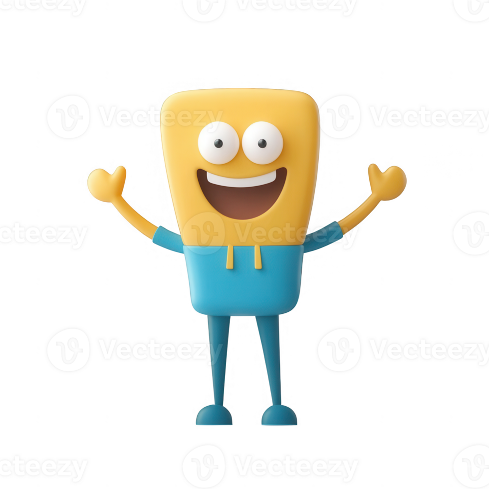 A cheerful cartoon character with a big smile, representing joy and positivity. png