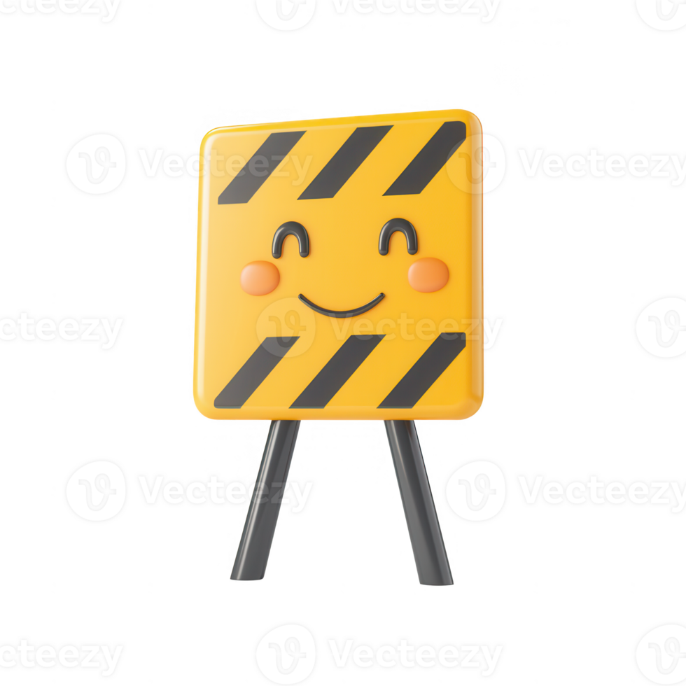 A cheerful construction sign, perfect for playful design concepts and safety themes. png