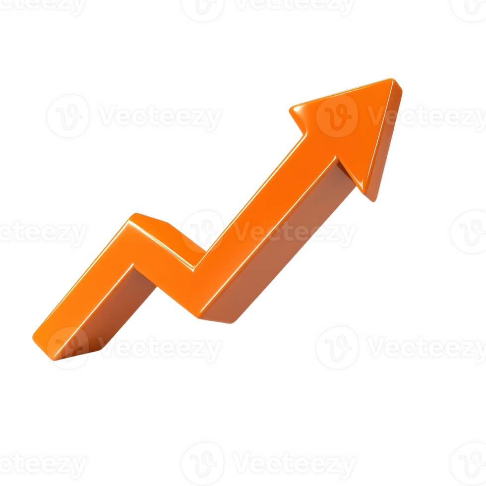 A dynamic orange arrow symbolizing growth and success in business metrics. png