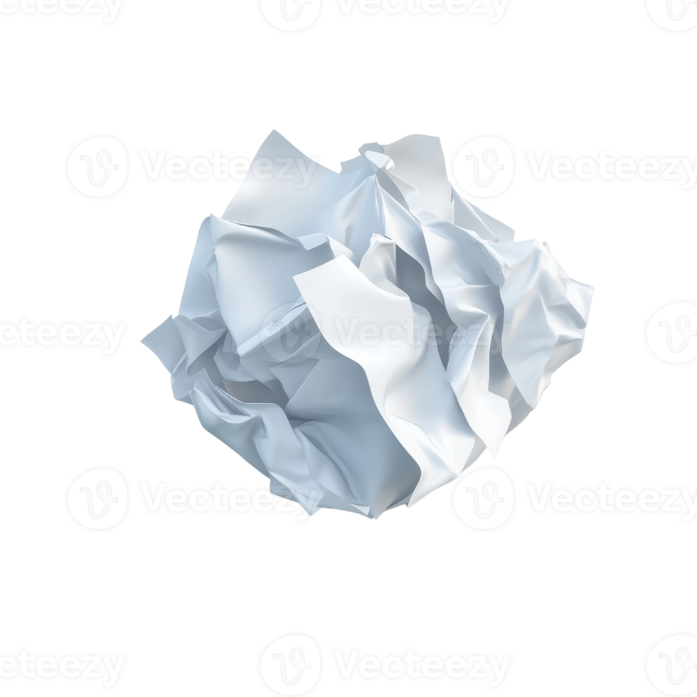 A crumpled paper ball symbolizes discarded ideas and the struggle of creativity. png