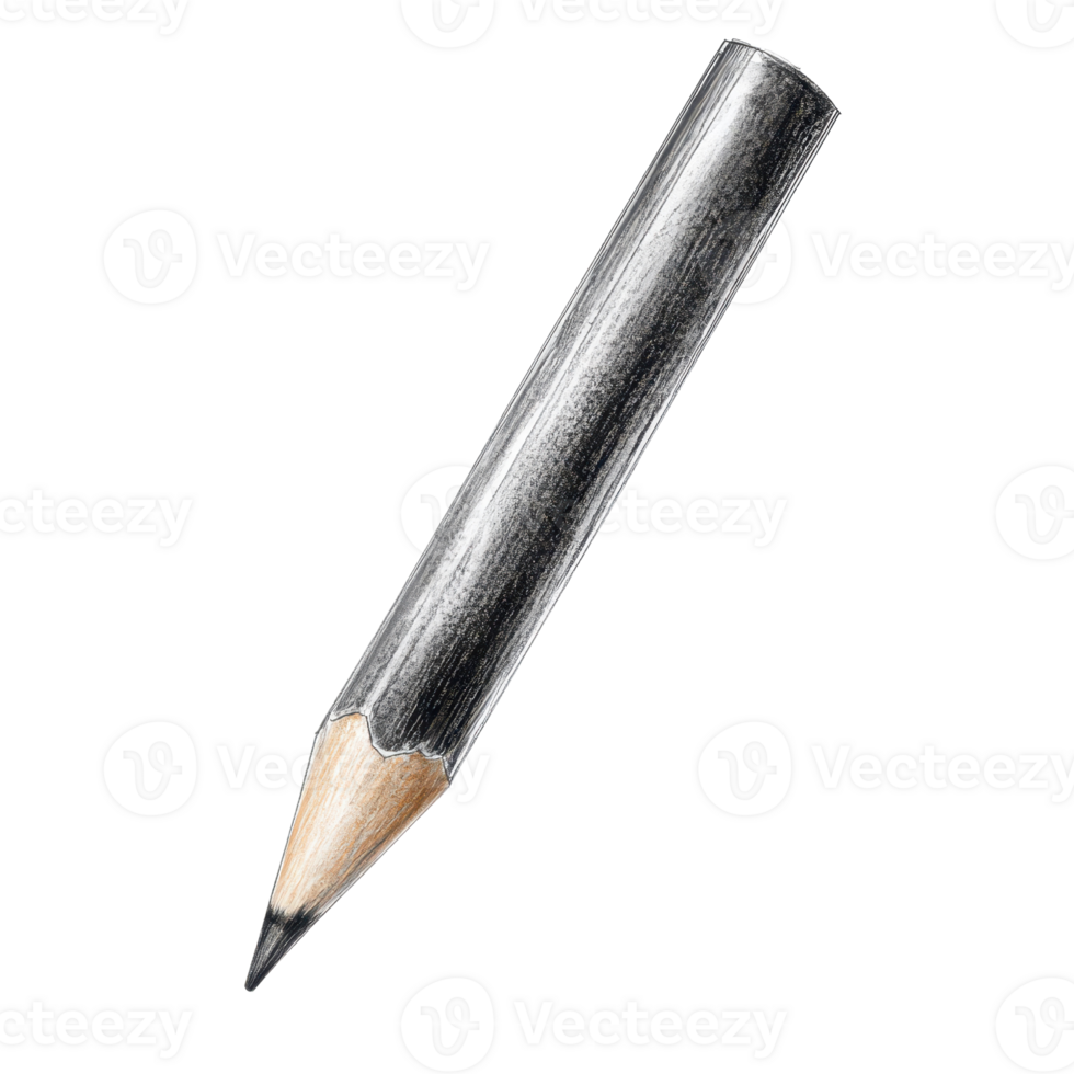 A detailed and realistic illustration of a pencil on a white background. png