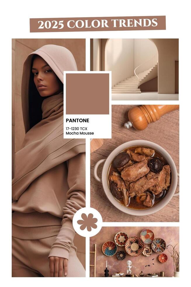Mocha Minimalist 2025 Color Trends Moodboard template