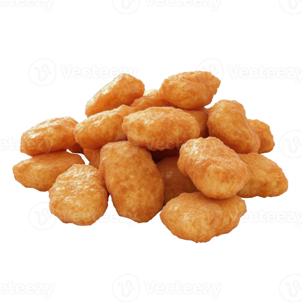 A delicious pile of golden chicken nuggets ready to be enjoyed. png
