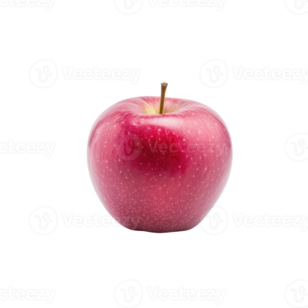 A fresh, vibrant red apple showcasing its smooth surface and enticing color. png
