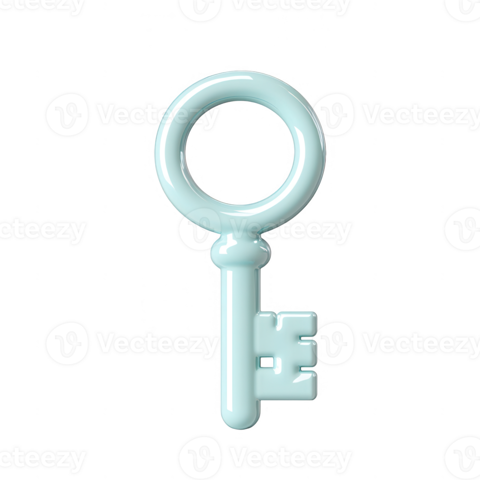 A minimalistic blue key design with a sleek and modern shape. png