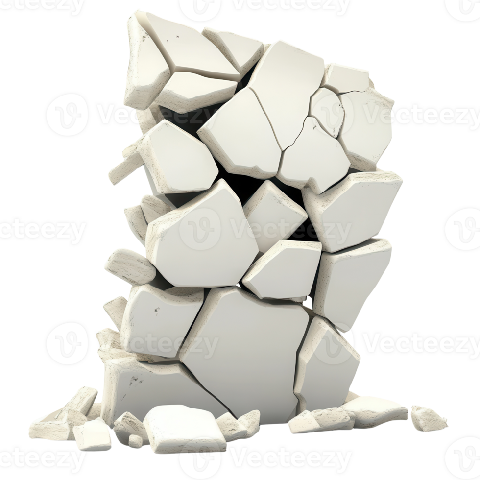 A cracked and broken wall showcasing the beauty of decay and structural failure. png