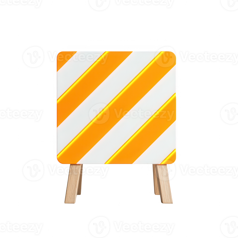 A construction safety barrier featuring bold orange and white stripes for visibility. png
