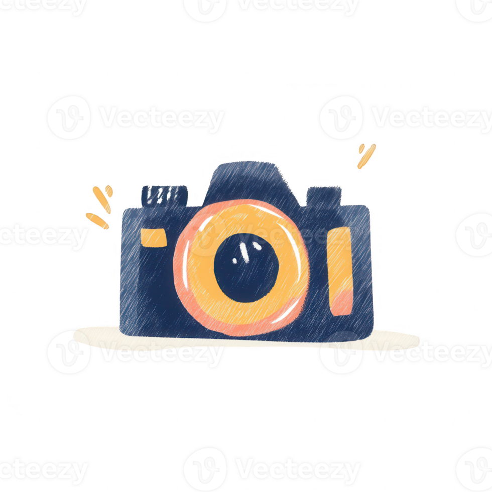 A colorful illustration of a vintage camera capturing memories with style. png