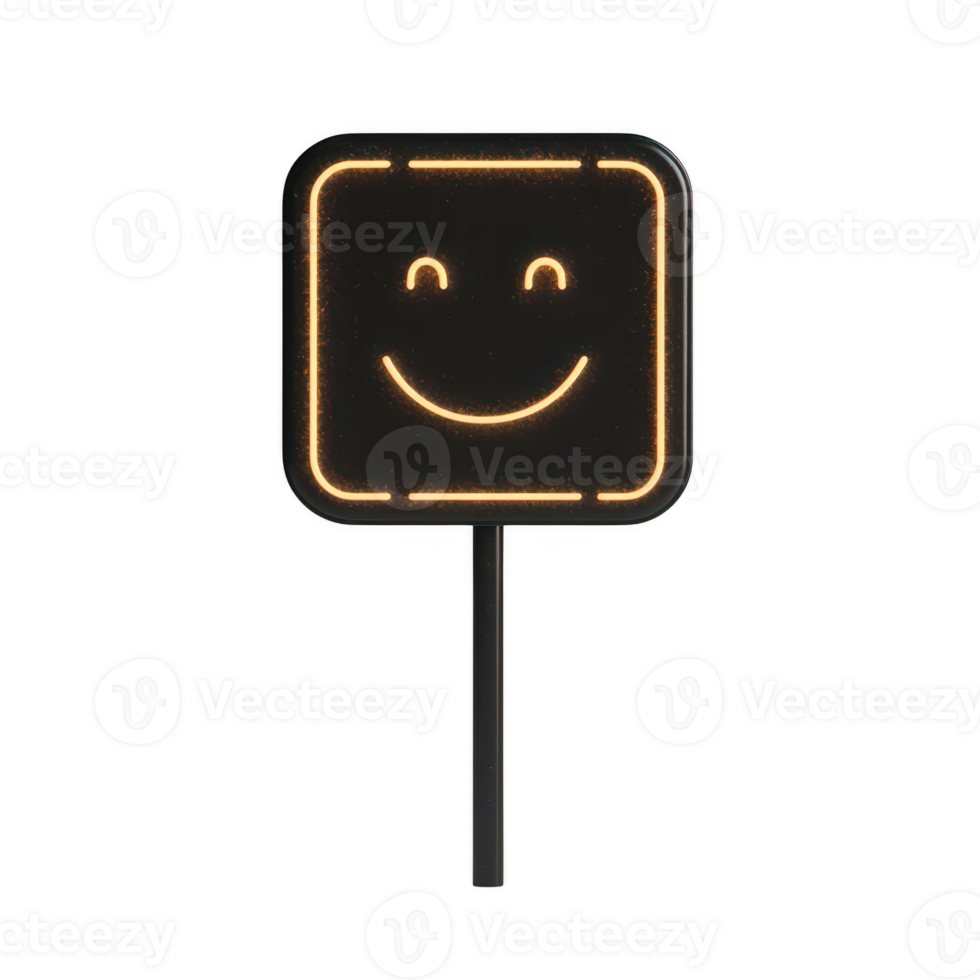 A glowing smiley face sign, symbolizing happiness and positivity. png