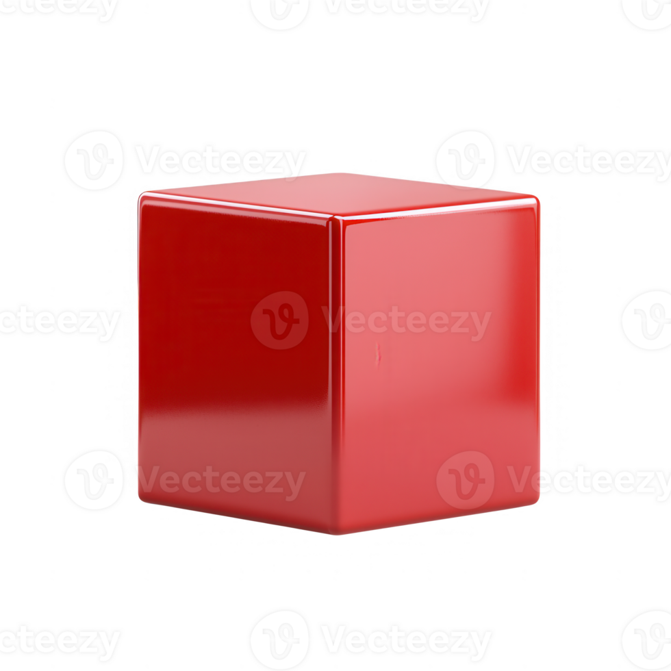 A glossy red cube illustrating modern design and vibrant color. png