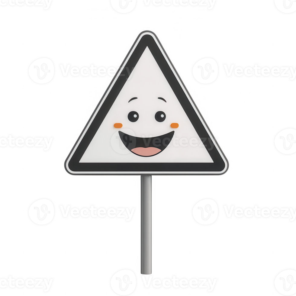 A smiling triangular sign to promote positivity and awareness in communities. png