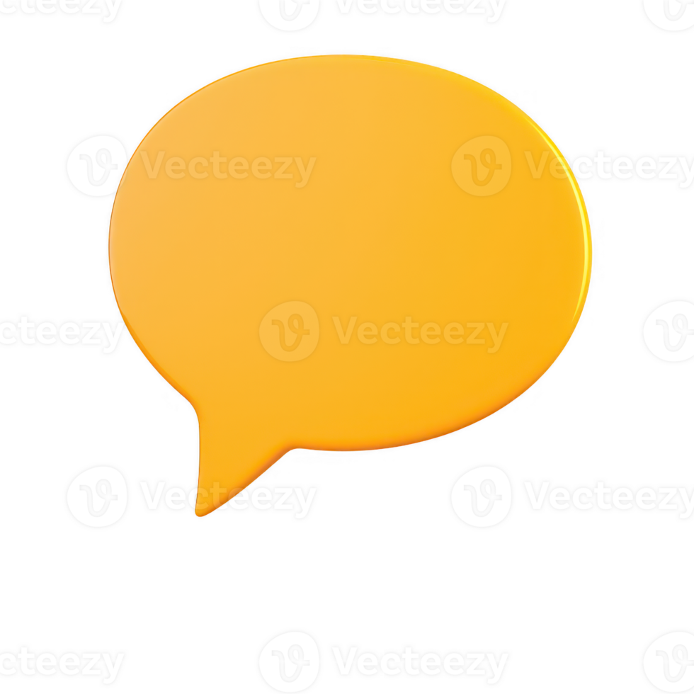 A vibrant yellow speech bubble ideal for communication-themed graphics and designs. png