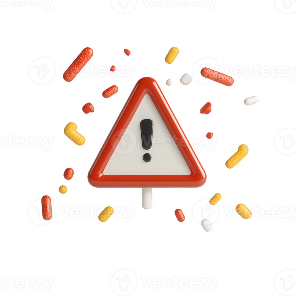 A warning sign with vibrant colors, symbolizing alertness and precaution. png