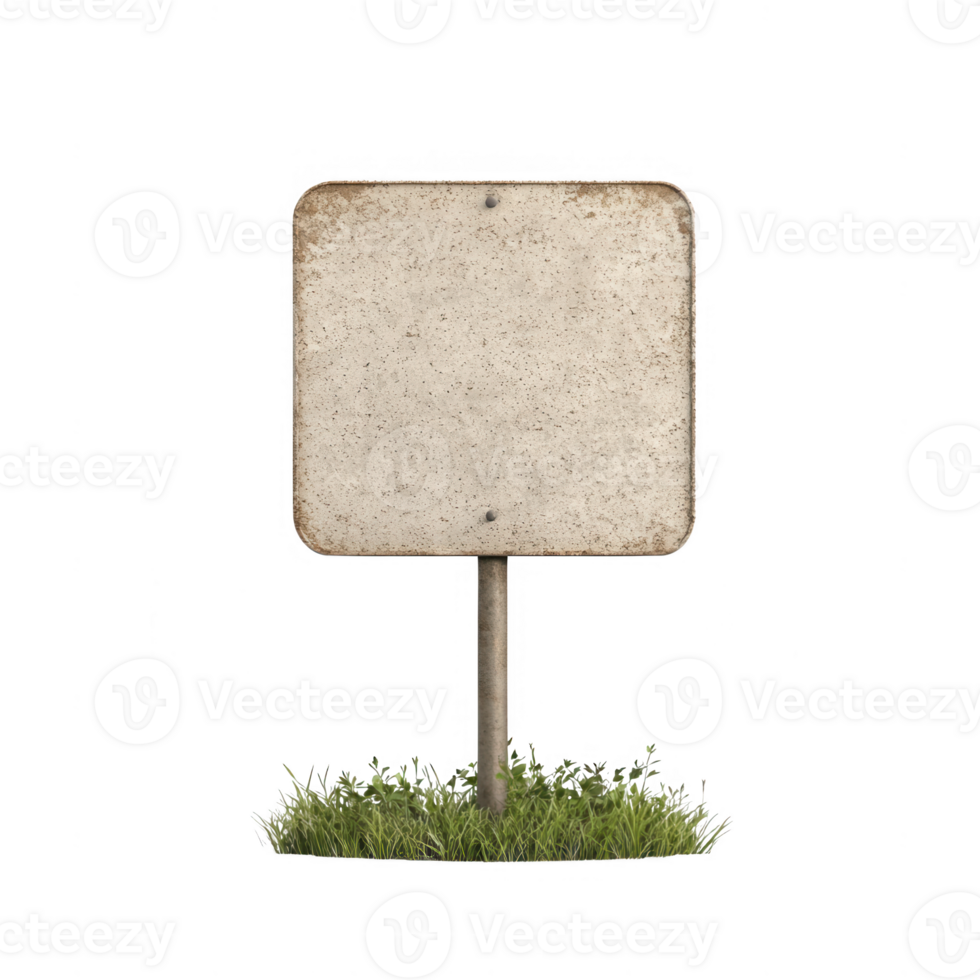 Blank sign on grass, perfect for customization in various creative projects. png