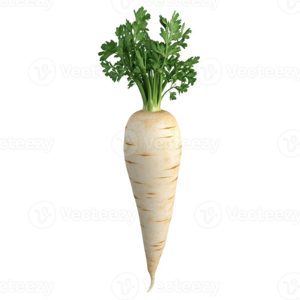 Fresh white radish with green leafy tops, a healthy addition to any meal or salad. png