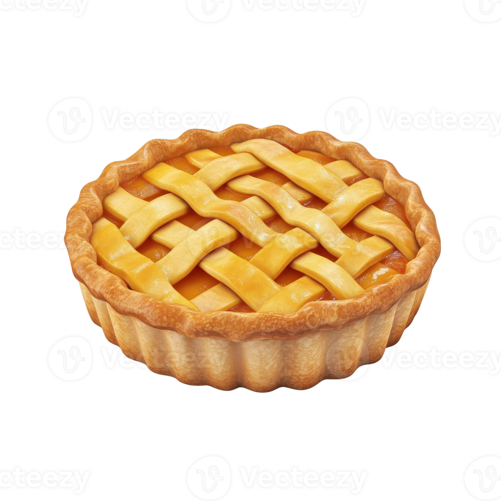 Delicious homemade apple pie with a golden crust and lattice design. png
