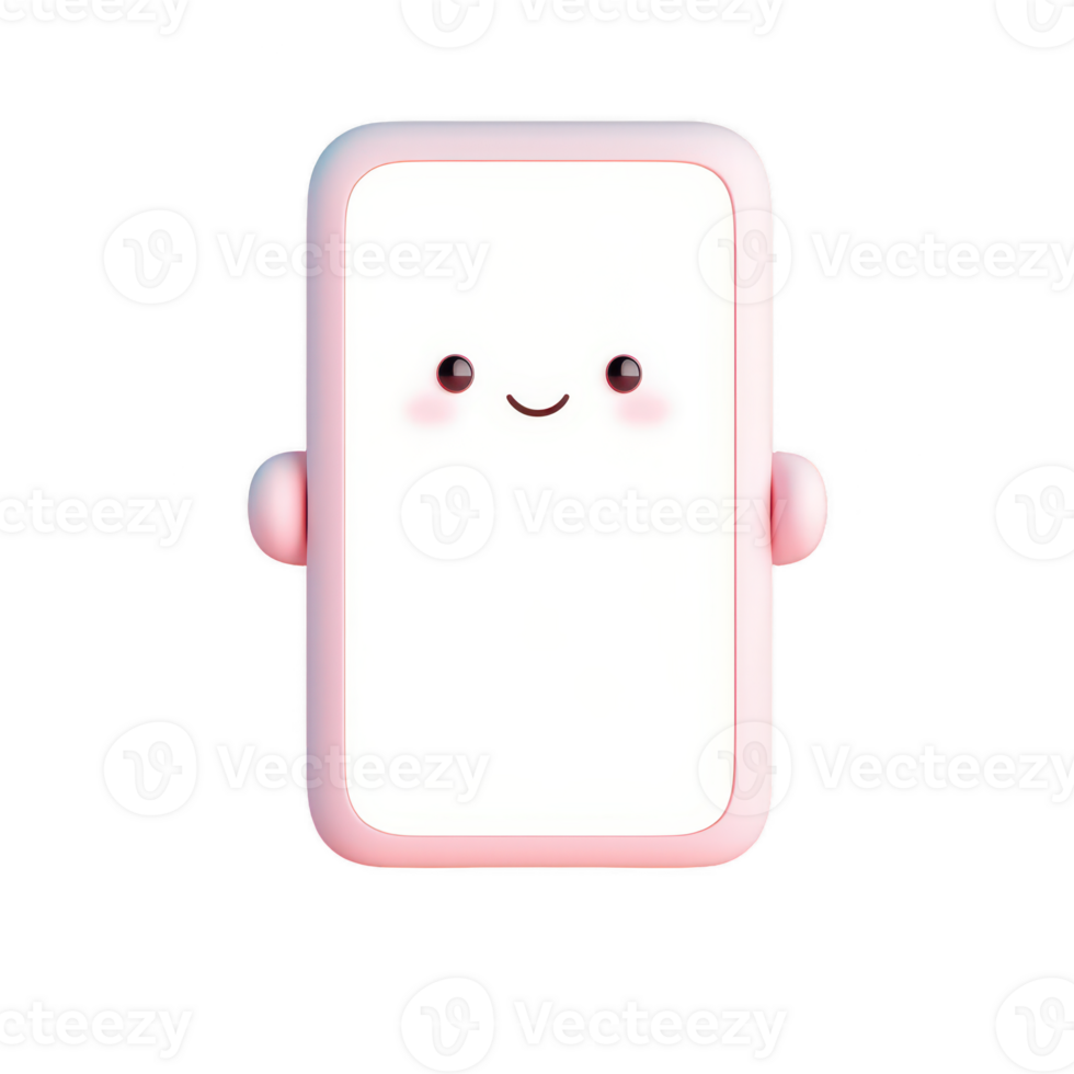 Cute cartoon character with a smiling face and rounded corners, ideal for playful designs. png