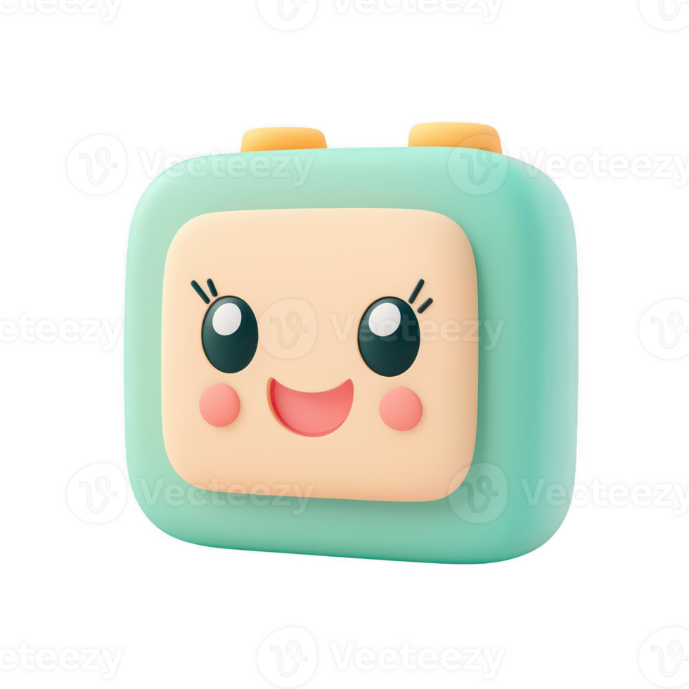Cute cartoon character design featuring a happy smiling face. png