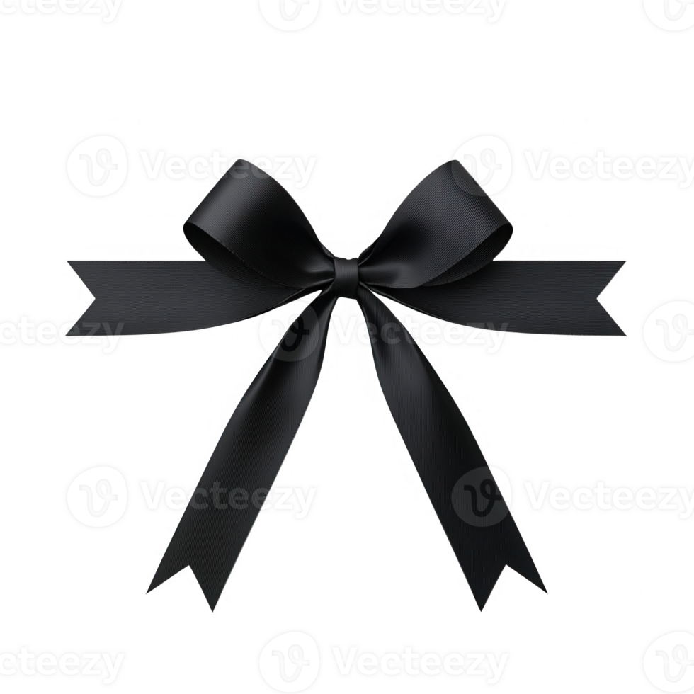Elegant black ribbon bow perfect for gift wrapping and decoration. png