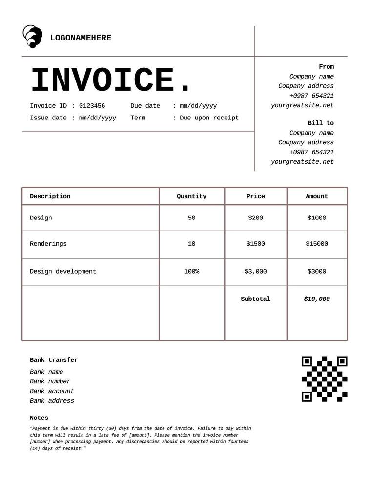 Simple Architect Invoice Template