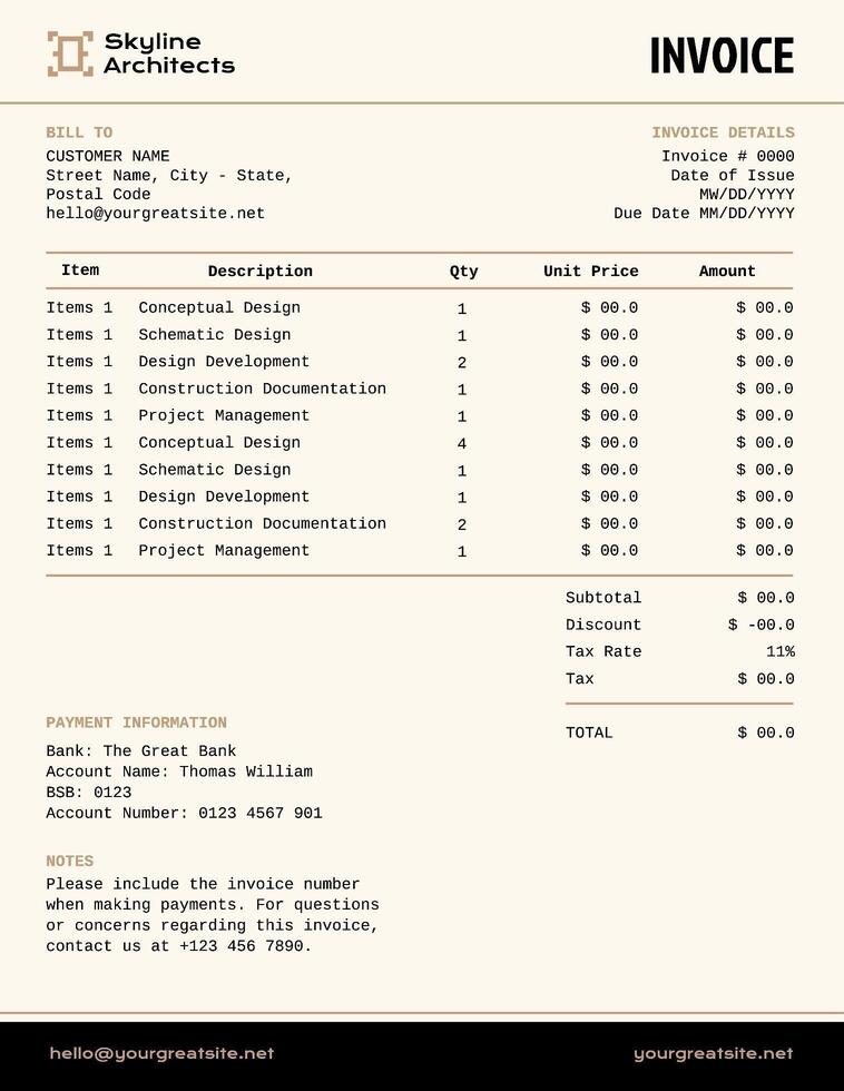 Architect Invoice Design template