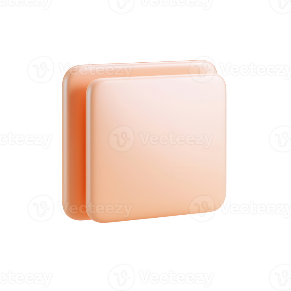 Minimalist design of a smooth, square-shaped object in soft peach color. png