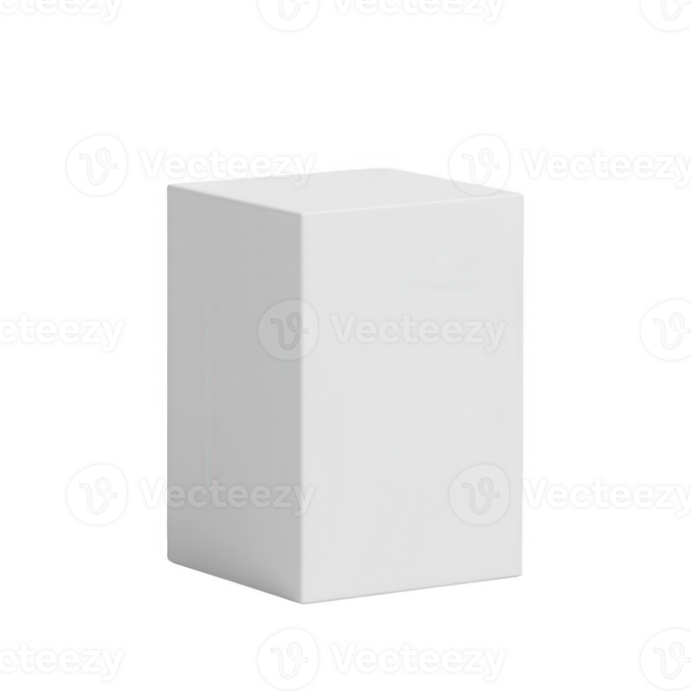 Minimalist white cube on a transparent background for versatile design use. png