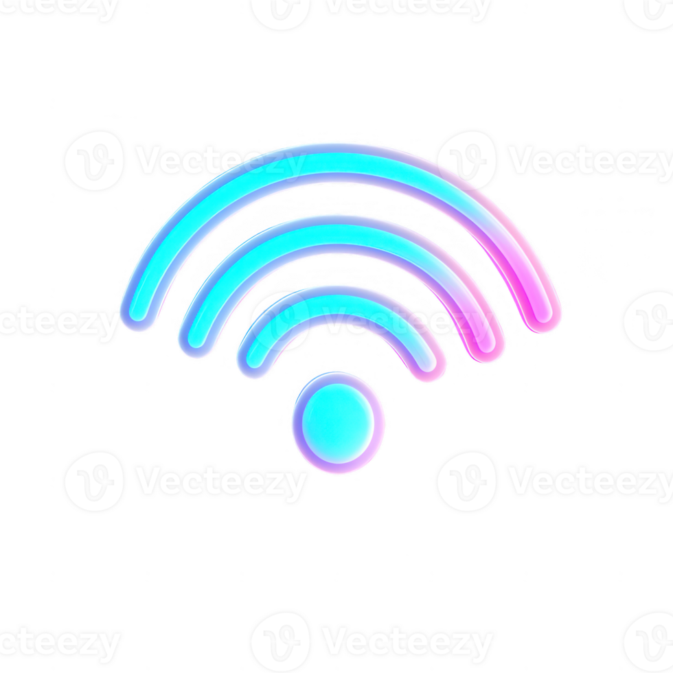 Stylized wireless signal icon in vibrant blue and pink gradient colors. png