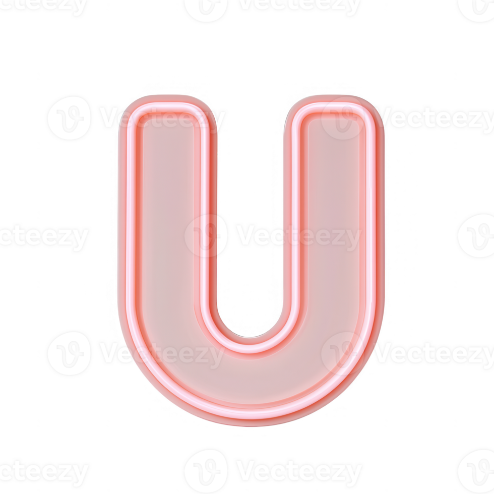 Stylish and modern glowing letter U design for creative projects and branding. png