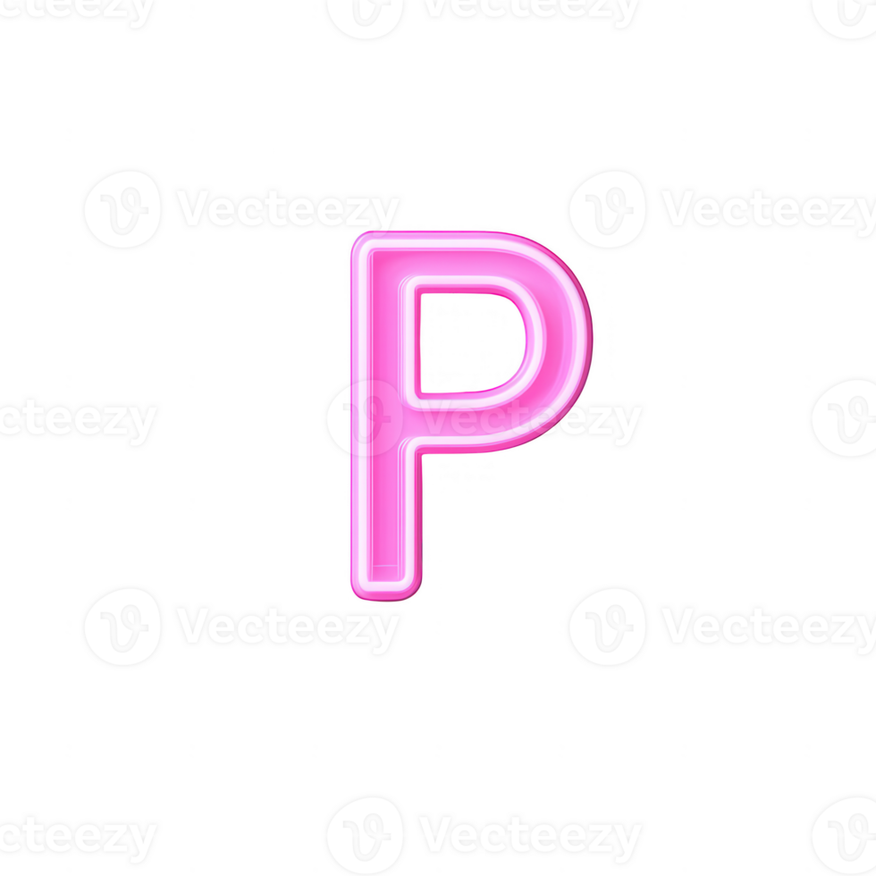 Stylish pink neon letter P on a black background for modern designs. png