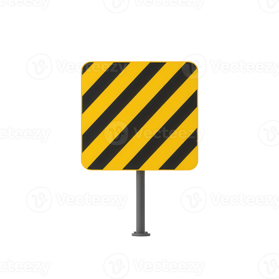 Traffic sign with bold black and yellow stripes indicating caution ahead. png