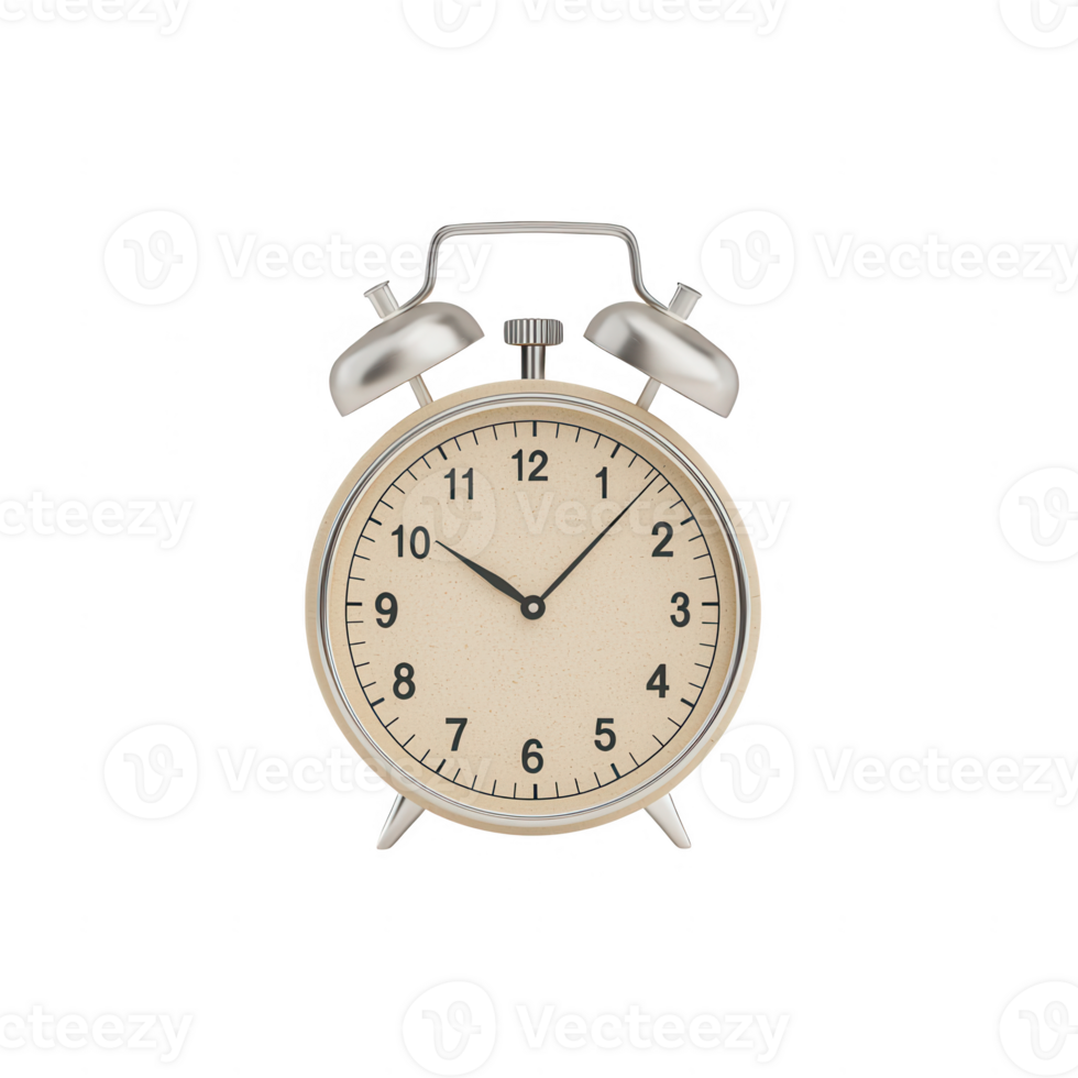 Vintage alarm clock showing time, perfect for representations of time management. png
