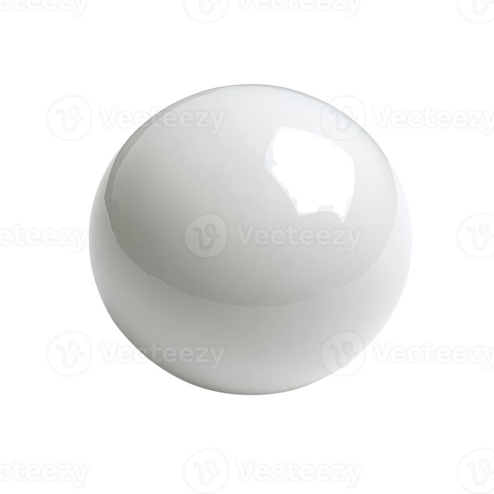 A close-up view of a white billiard ball with a distinctive hole, symbolizing gaming fun. png
