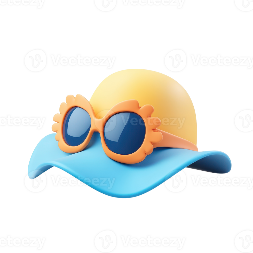 A colorful summer hat with oversized sunglasses, perfect for sunny adventures. png