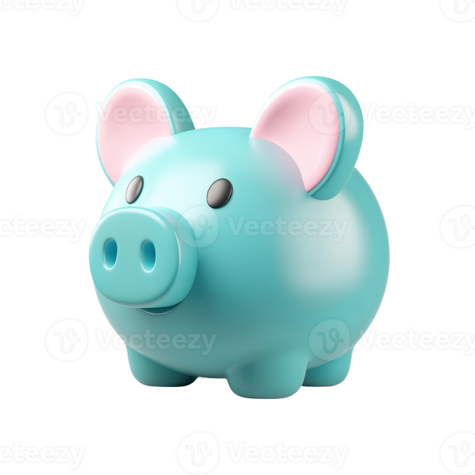 A cute blue piggy bank representing savings and financial planning. png
