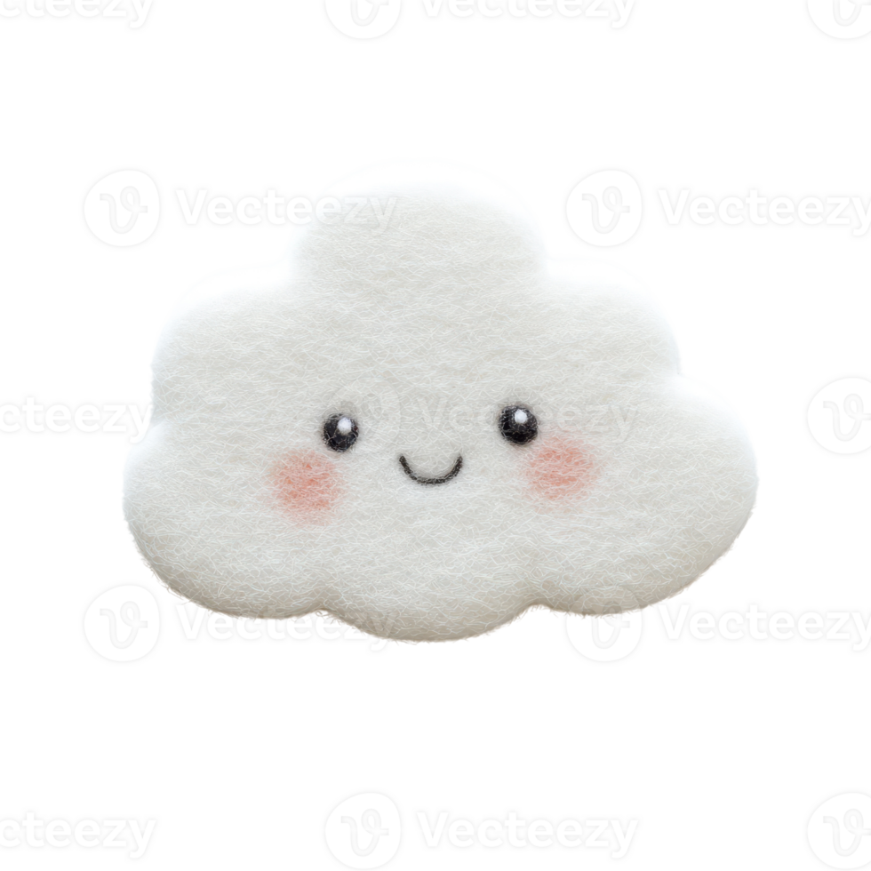 A cute, smiling cloud plush toy with a cheerful expression. png