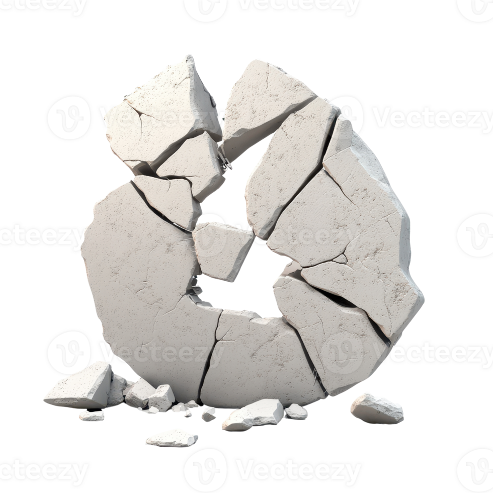 A cracked stone sculpture symbolizing sustainability and environmental concerns. png