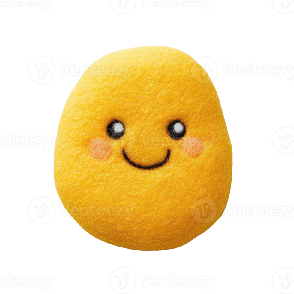 A cheerful yellow felt character with a happy smile and cute features, perfect for joy. png