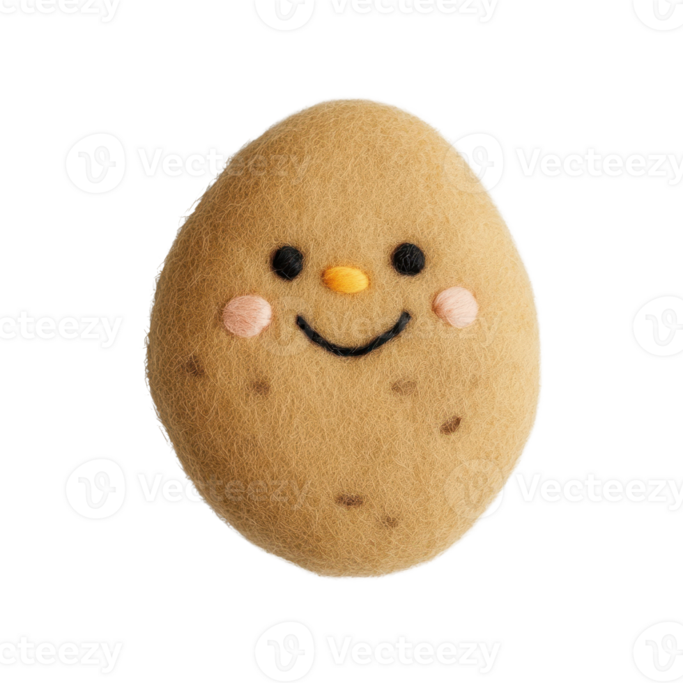 A cute, smiling felted rock with a happy face, perfect for cheerful decor or gifts. png