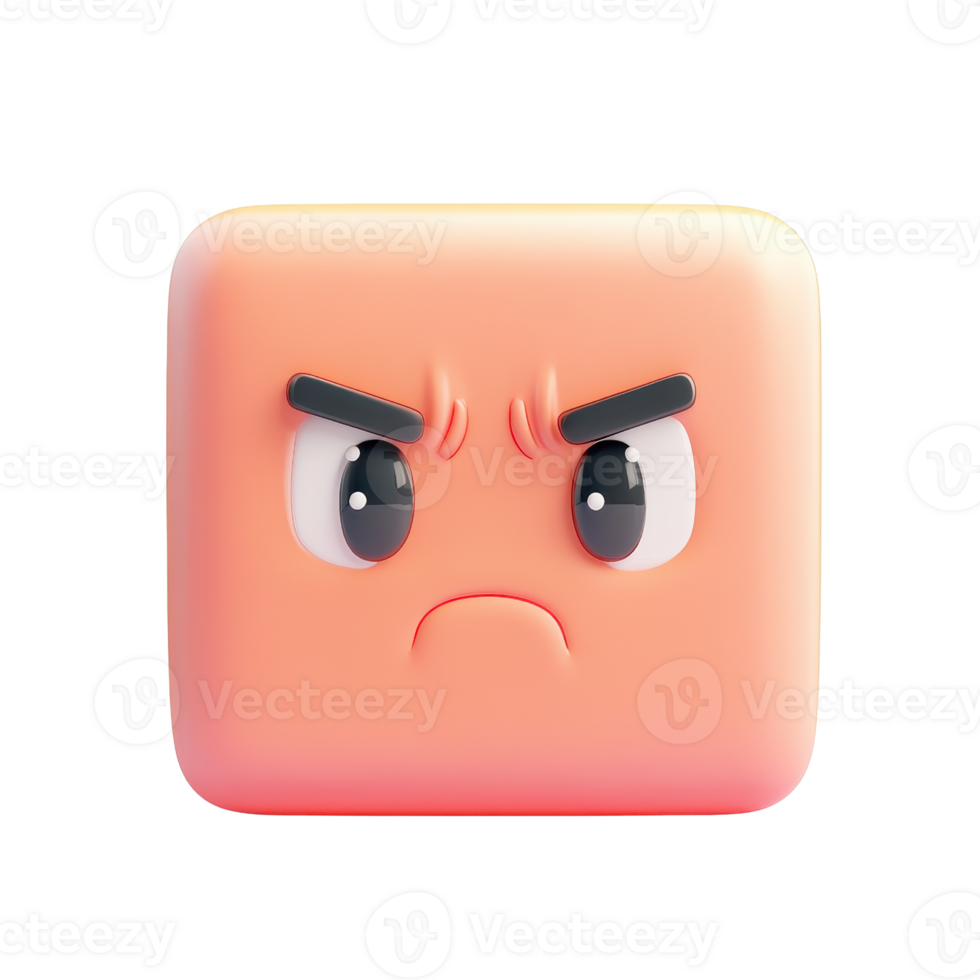 A cute yet angry cartoon character expressing intense frustration with a frowning face. png