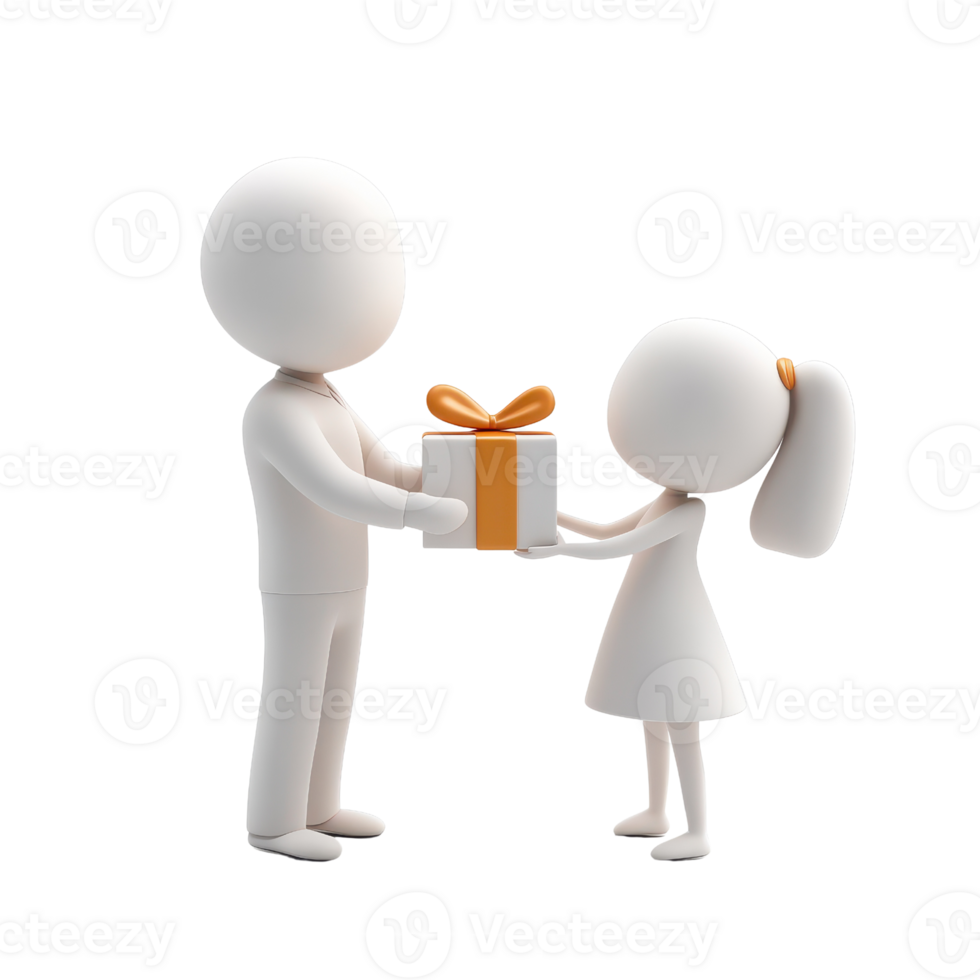 A joyful exchange of gifts between a parent and child celebrating a special moment. png