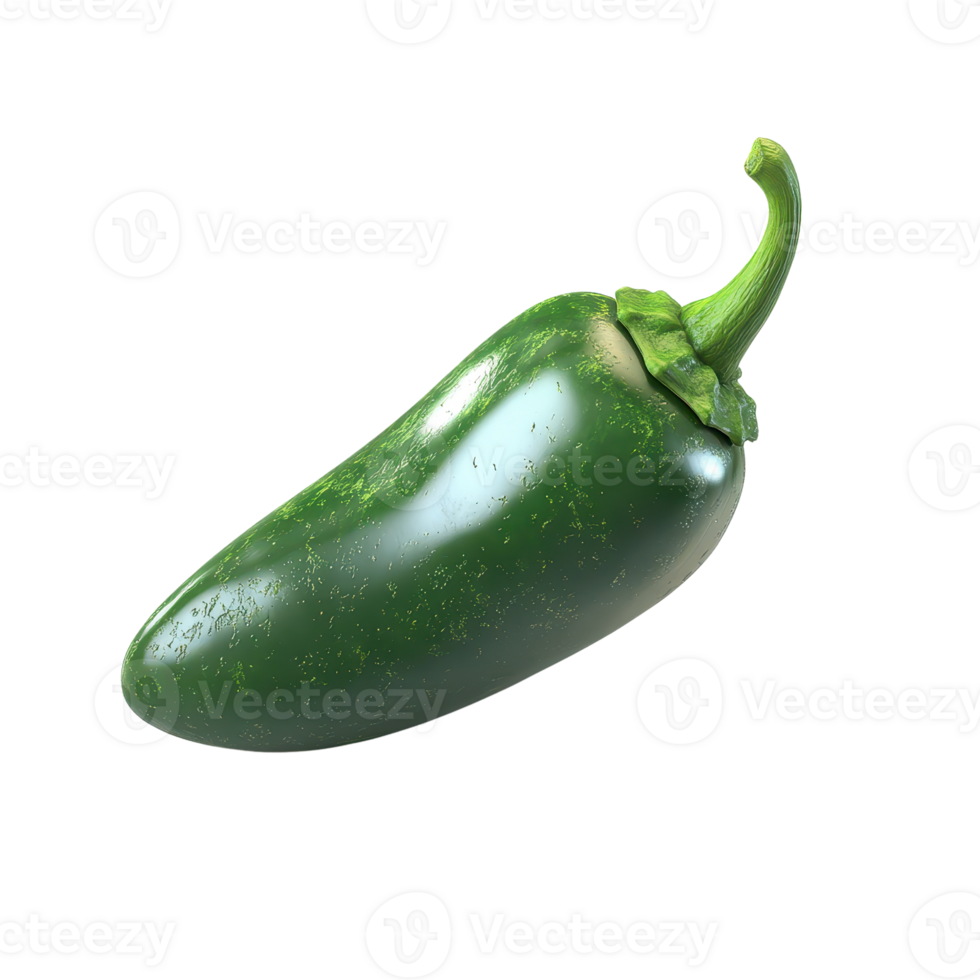 A fresh green jalapeno pepper isolated on a white background for culinary use. png