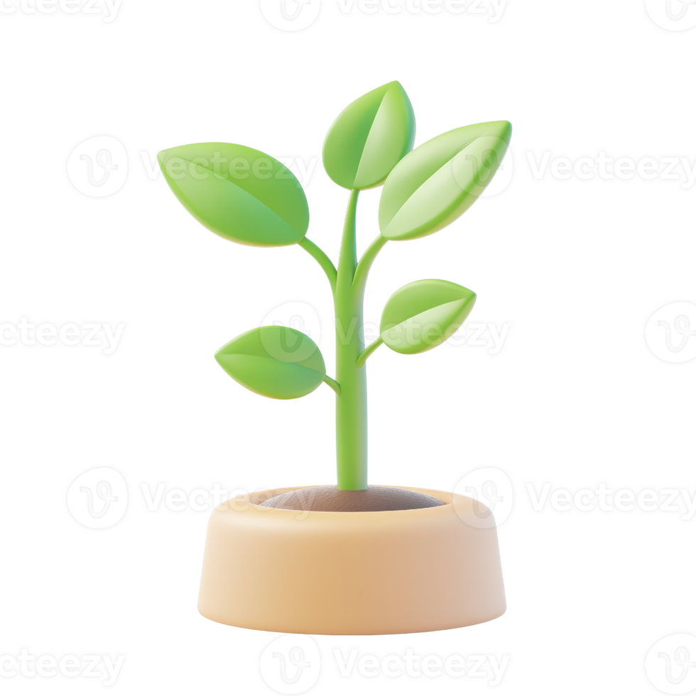 A fresh green plant sprouting from a beige pot, symbolizing growth and renewal. png
